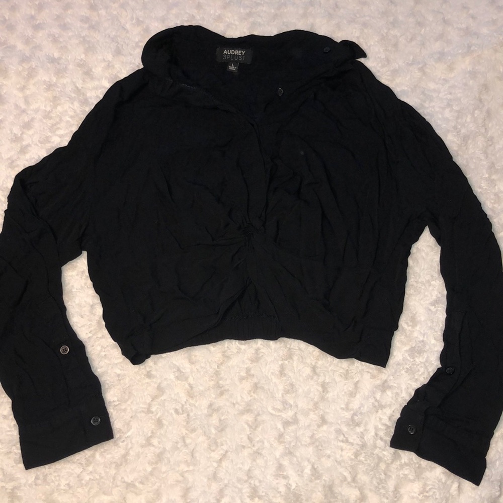 Black Crop with pre tied knot